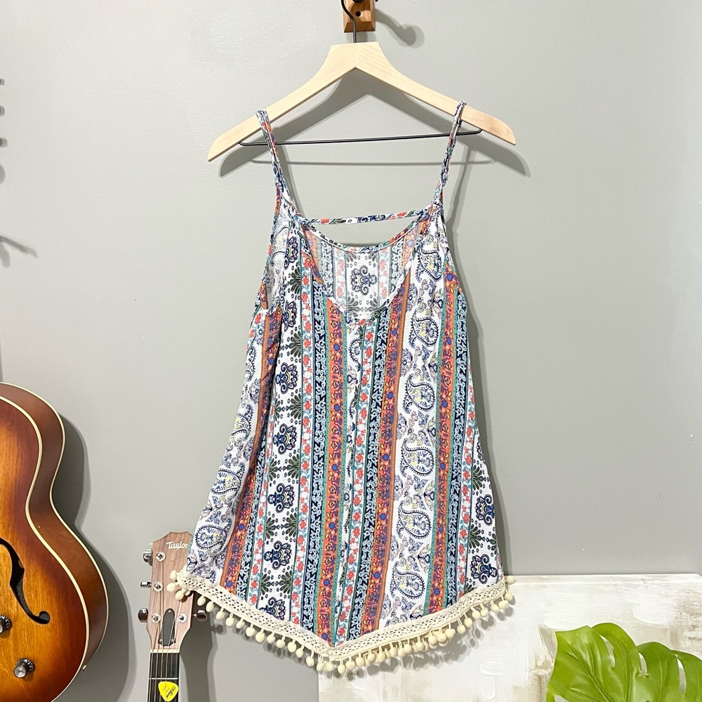 Sz L Pom trim Tank/Dress
